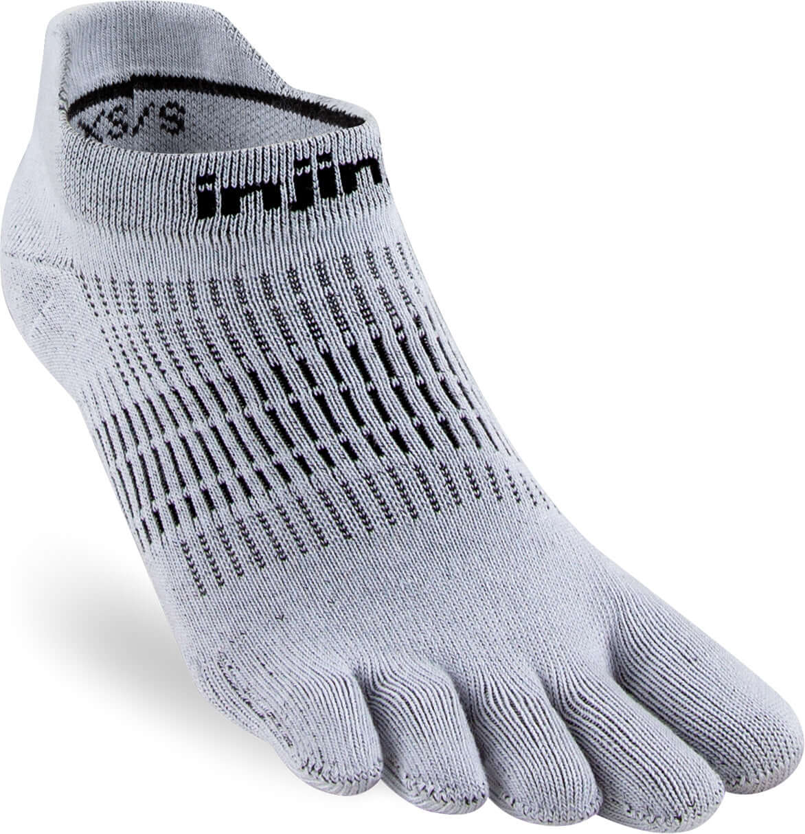 Injinji dames hardloopsokken in grijs, lightweight en no-show met teenverdeling voor extra comfort. Injinji dames hardloopsokken in grijs, lightweight en no-show met teenverdeling voor extra comfort.