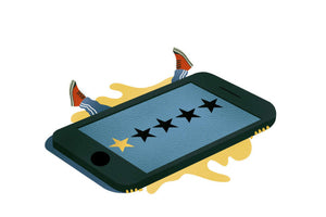 telefoon met waar een beoordeling sterren