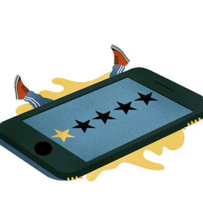 telefoon met waar een beoordeling sterren