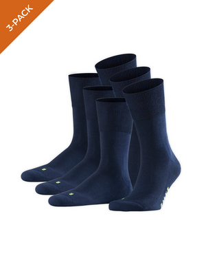 FALKE Heren Airport sokken 14435 in marine, 3-pack, stijlvolle en comfortabele herensokken voor elk seizoen.