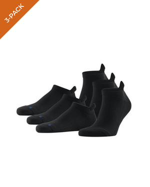 FALKE unisex black Cool Kick sneaker socks, 3-pack, designed for comfort and moisture absorption.
