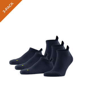 FALKE Unisex Cool Kick Sneaker Socks, 3-pack in navy, ergonomic design for comfort and breathability.