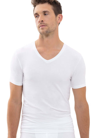 Mey Shirt Korte Mouw V-Hals Superior Heren 34066 101 weiss