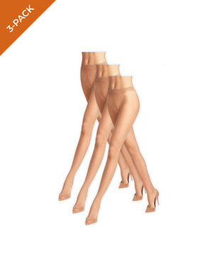 FALKE Shelina zomerpanty in Sun kleur, 3-pack, ultratransparant voor warme dagen en open schoenen.