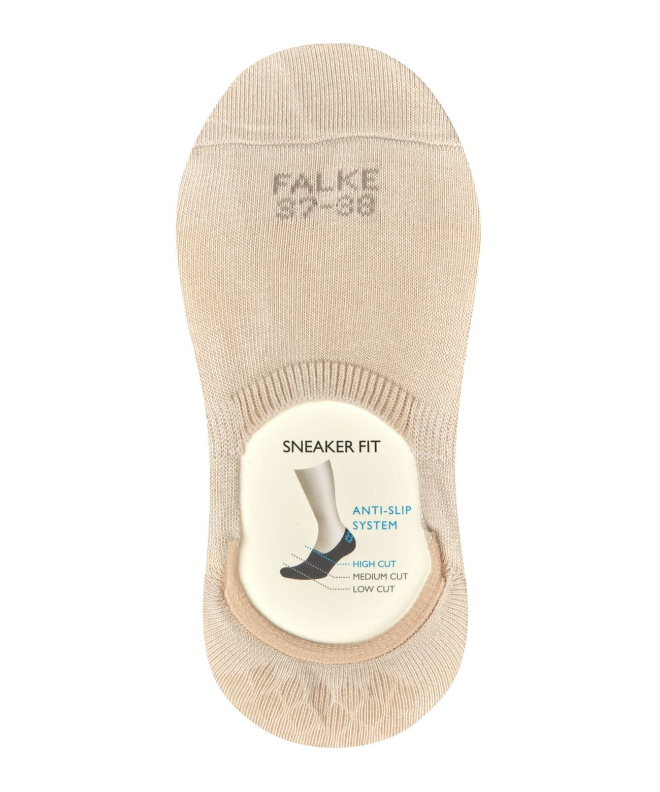 FALKE Dames Step Kousenvoetje Hoog 46493 cream met anti-slip systeem voor comfortabel dragen in sneakers.