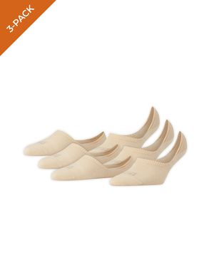 FALKE Dames Step Kousenvoetje Hoog 46493, 3 paar cream sokjes voor extra comfort in hooggesloten schoenen.
