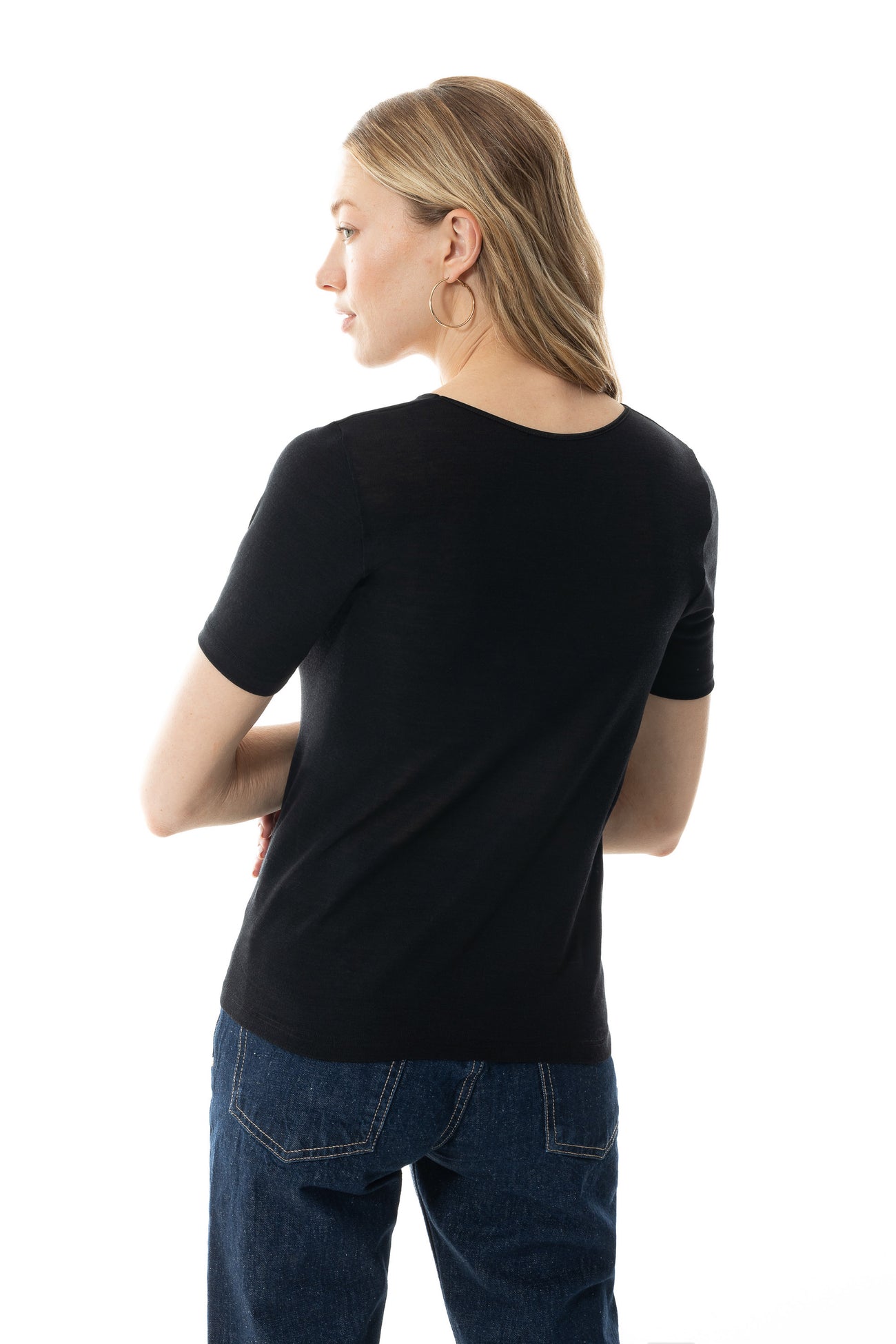 Mey Shirt Korte Mouw Wol Zijde Exquisite 66576 3 schwarz