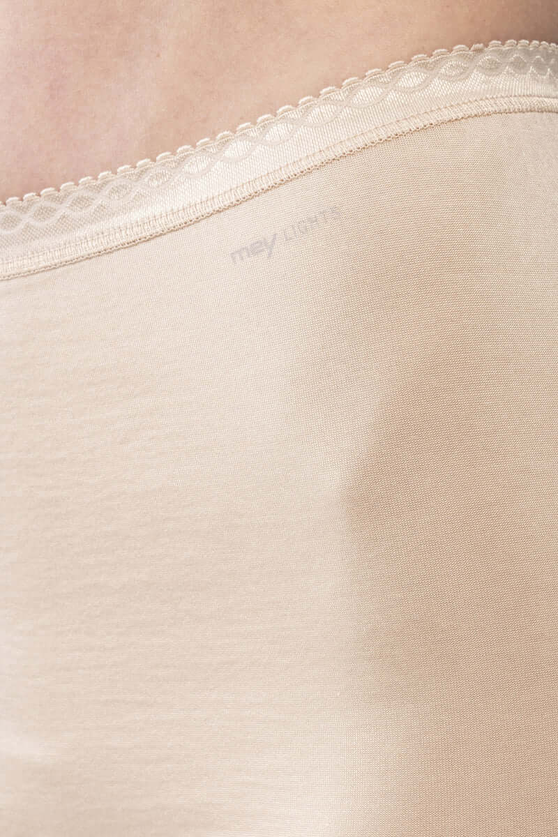 Detail of Mey Light boxershort showing softskin fabric and delicate lace trim for comfort and style.