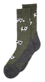 Groene Alfredo Gonzales merinowollen wandelsokken met koeienprint, gevoerd voetbed voor comfort, unisex