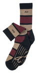 Alfredo Gonzales merinowol wandelsokken met horizontale blokken in bordeaux en blauw, unisex, comfortabel en ademend.