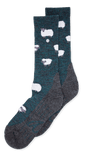 Alfredo Gonzales wandelsokken met schapenprint, merinowol, gevoerd voetbed in petrol/witte tinten. Unisex. Comfortabele hikesokken.