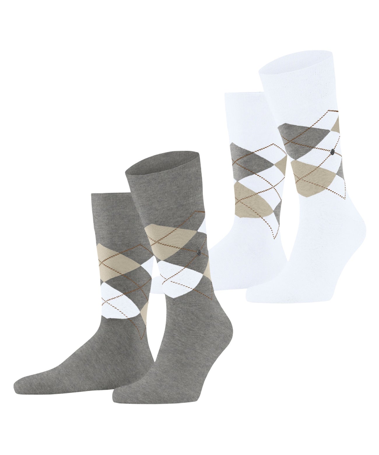 Burlington 2-Pack Everyday mix Heren 21102 3227 light grey, met grijze en witte geruite sokken.