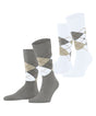 Burlington 2-Pack Everyday mix Heren 21102 3227 light grey, met grijze en witte geruite sokken.