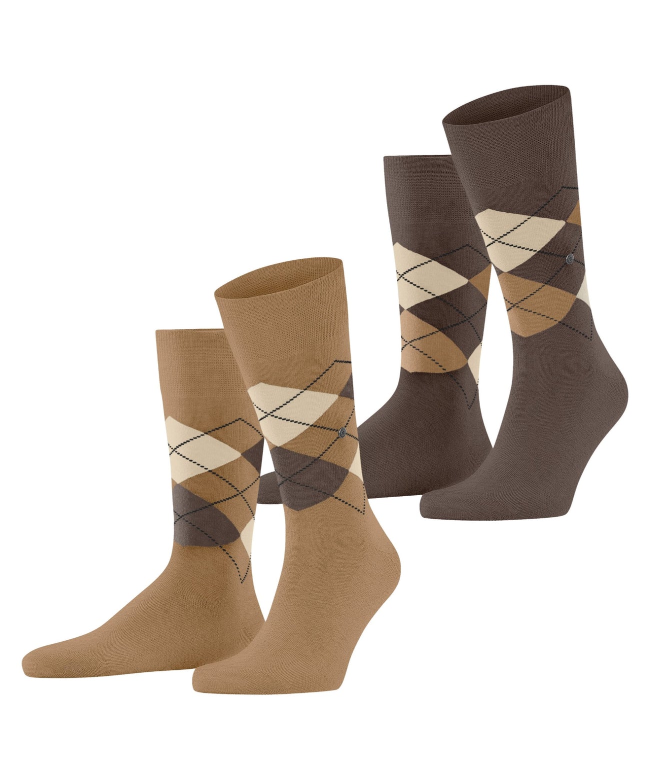 Burlington 2-Pack Everyday mix Heren 21102 5152 brown sugar met twee paar geruite sokken.