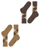 Burlington 2-Pack Everyday mix Heren 21102 5152 brown sugar in geruite sokken met verschillende kleuren.