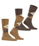 Burlington 2-Pack Everyday mix Heren 21102 5152 brown sugar, geruite sokken in bruin tinten.