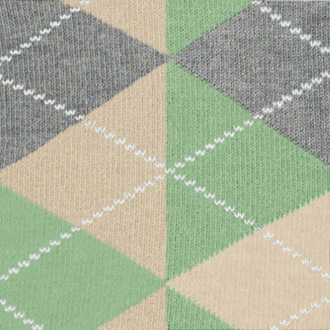 Burlington 2-pack Sok Everyday Argyle Dames 22012 4019 cream met een klassiek ruitpatroon in groen en grijs.