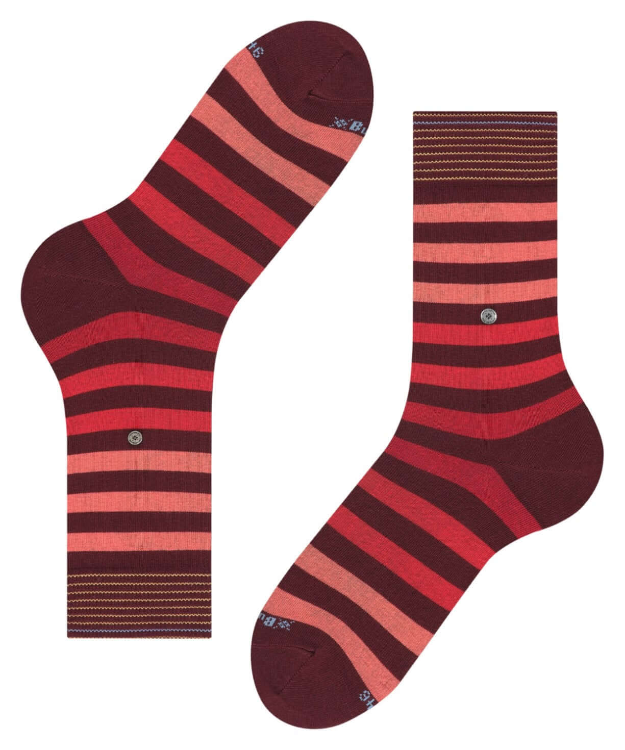 Gestreepte Burlington Blackpool sokken heren in coralred, gemaakt van biologische katoen met Burlington clip, kleurrijk en comfortabel.