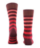 Kleurige gestreepte Burlington Blackpool herensokken van biologische katoen in coralred, met Burlington-clip en logo, onesize.