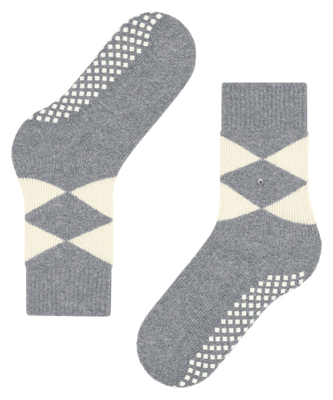 Burlington Cosy Argyle Antislipsokken Dames 22126 3107 grey mel.