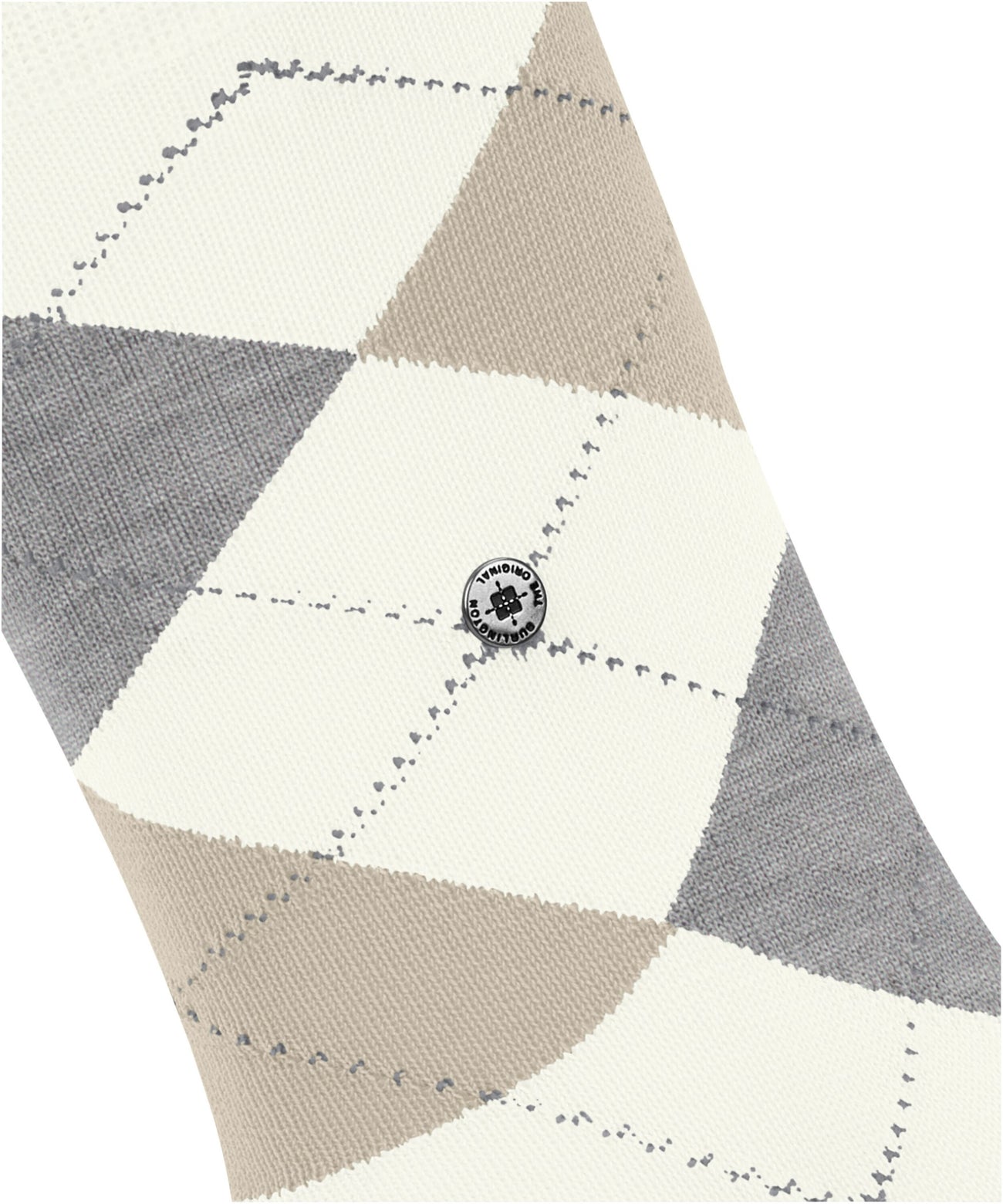 Burlington Covent Garden Sokken Dames 22088 2043 offwhite-black met klassiek ruitpatroon en lichte glans.