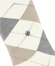 Burlington Covent Garden Sokken Dames 22088 2043 offwhite-black met klassiek ruitpatroon en lichte glans.