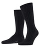 Burlington Duke Street Sokken Heren 21208 3000 black in klassieke ribstructuur met geborduurd logo.
