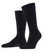 Burlington Duke Street Sokken Heren 21208 3000 black in klassieke ribstructuur met geborduurd logo.