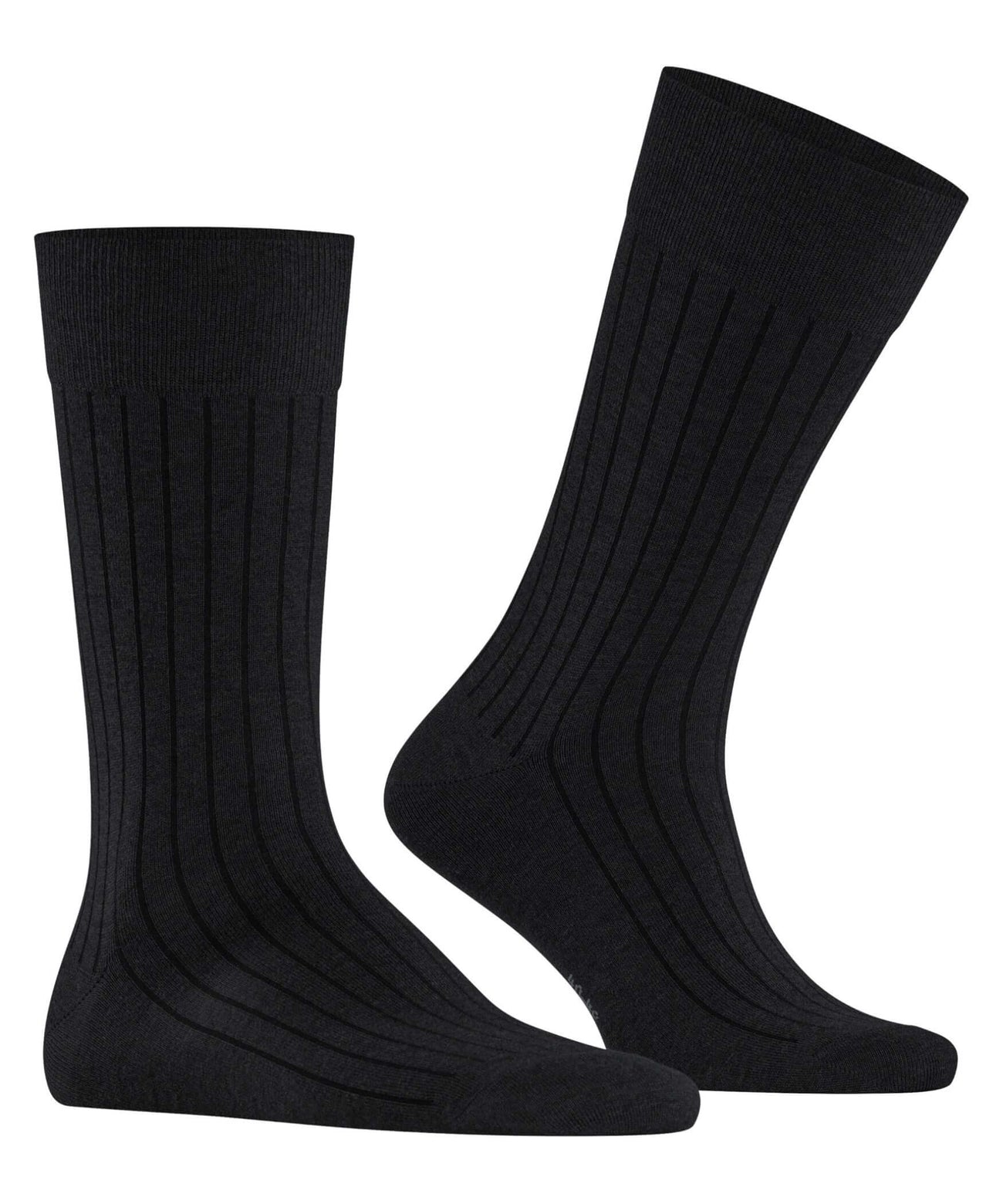 Burlington Duke Street Sokken Heren 21208 3000 black met fijne ribstructuur in zwart.