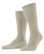 Burlington Duke Street Sokken Heren 21208 4840 gravel met ribstructuur en geborduurd logo.