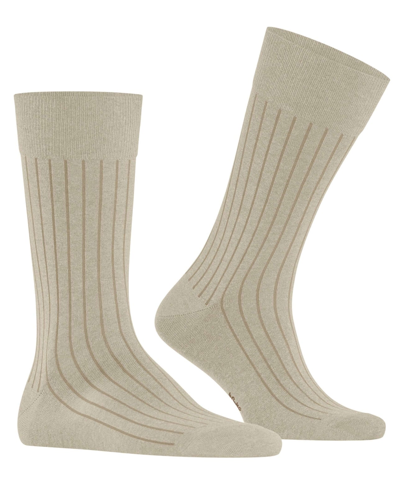 Burlington Duke Street Sokken Heren 21208 4840 gravel met fijne ribstructuur en geborduurd logo.