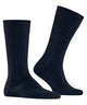Burlington Duke Street Sokken Heren 21208 6120 marine met fijne ribstructuur en geborduurd logo.