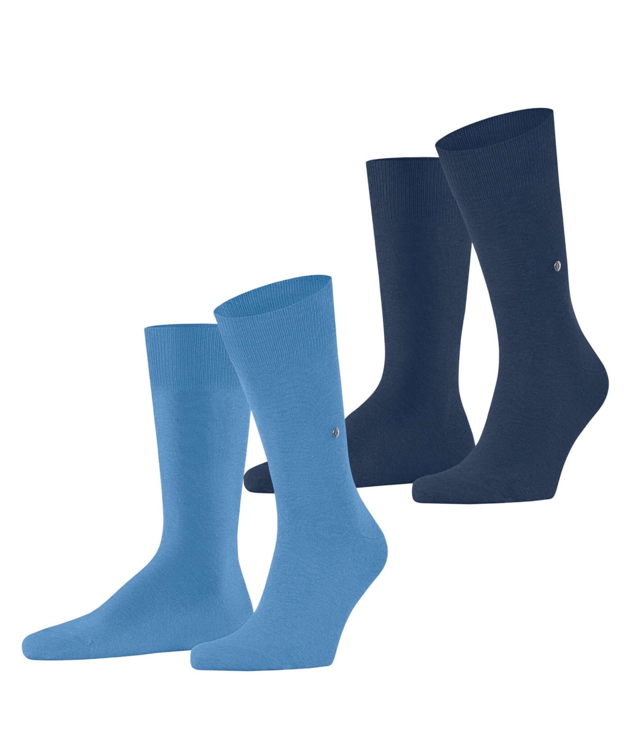 Burlington Everyday 2-Pack sokken in blauw, effen katoenen herensokken met herkenbare Burlingtonclip, onesize maat 40-46.