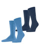 Burlington Everyday 2-Pack sokken in blauw, effen katoenen herensokken met herkenbare Burlingtonclip, onesize maat 40-46.