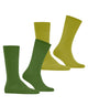 Burlington Everyday 2-Pack herensokken in twee groentinten met herkenbare Burlingtonclip, katoenmix, onesize 40-46, makkelijk wasbaar.