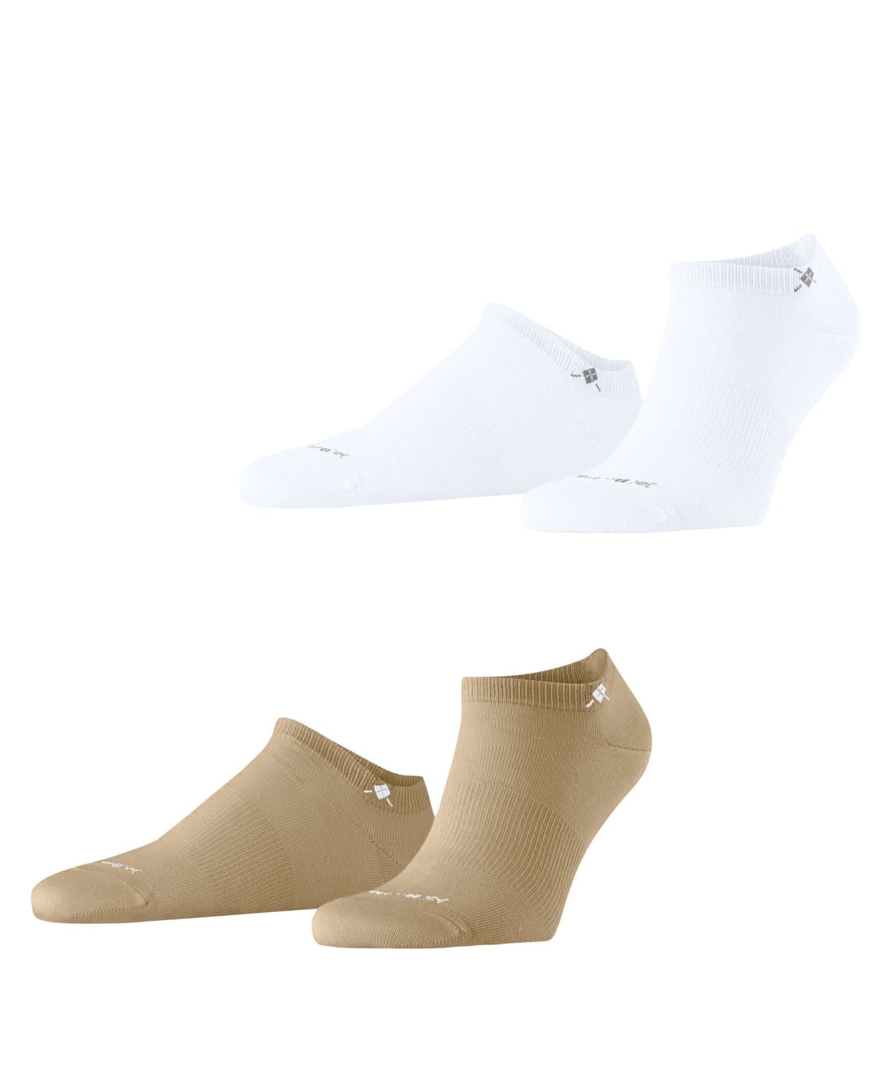 Burlington Everyday 2-pack sneakersokken heren in wit en sesame, elastisch middenstuk, zachte katoen, ideaal voor zomer in sneakerschoenen.