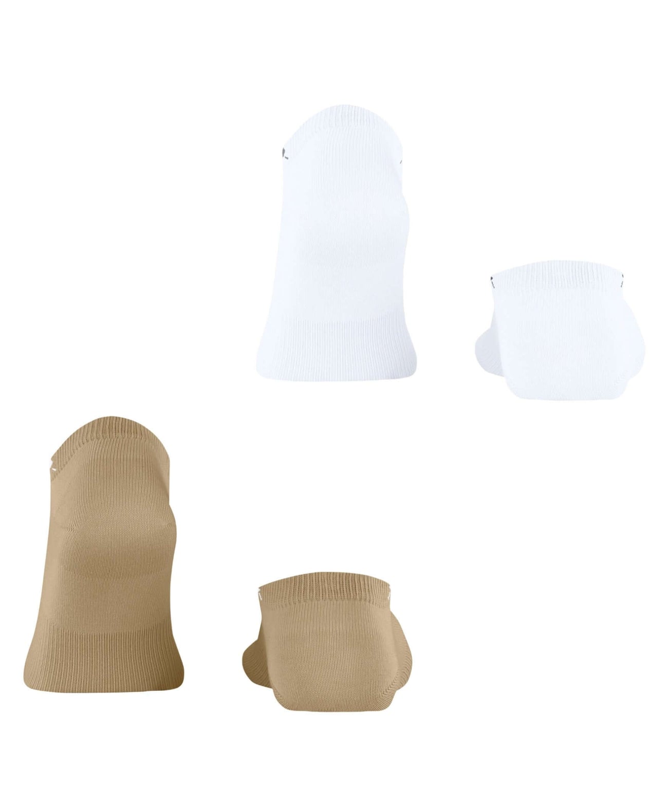 Burlington Everyday 2-pack sneakersokken heren in wit en sesam, elastisch en zacht katoen, ideaal voor sneakers in de zomer.