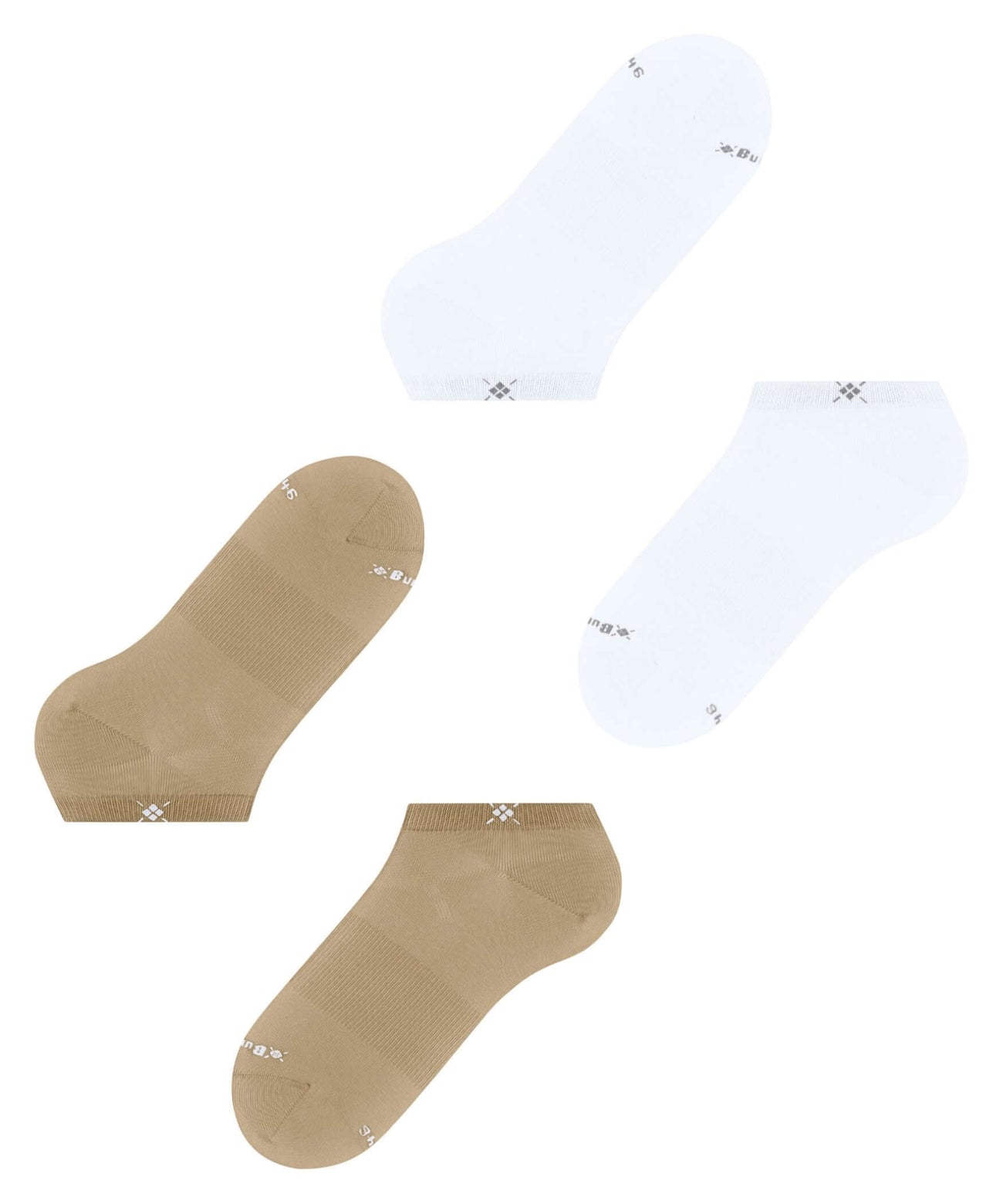 Set van twee paar Burlington sneakersokken in wit en sesam, ideaal voor de zomer. Elastische boord voor perfecte pasvorm.