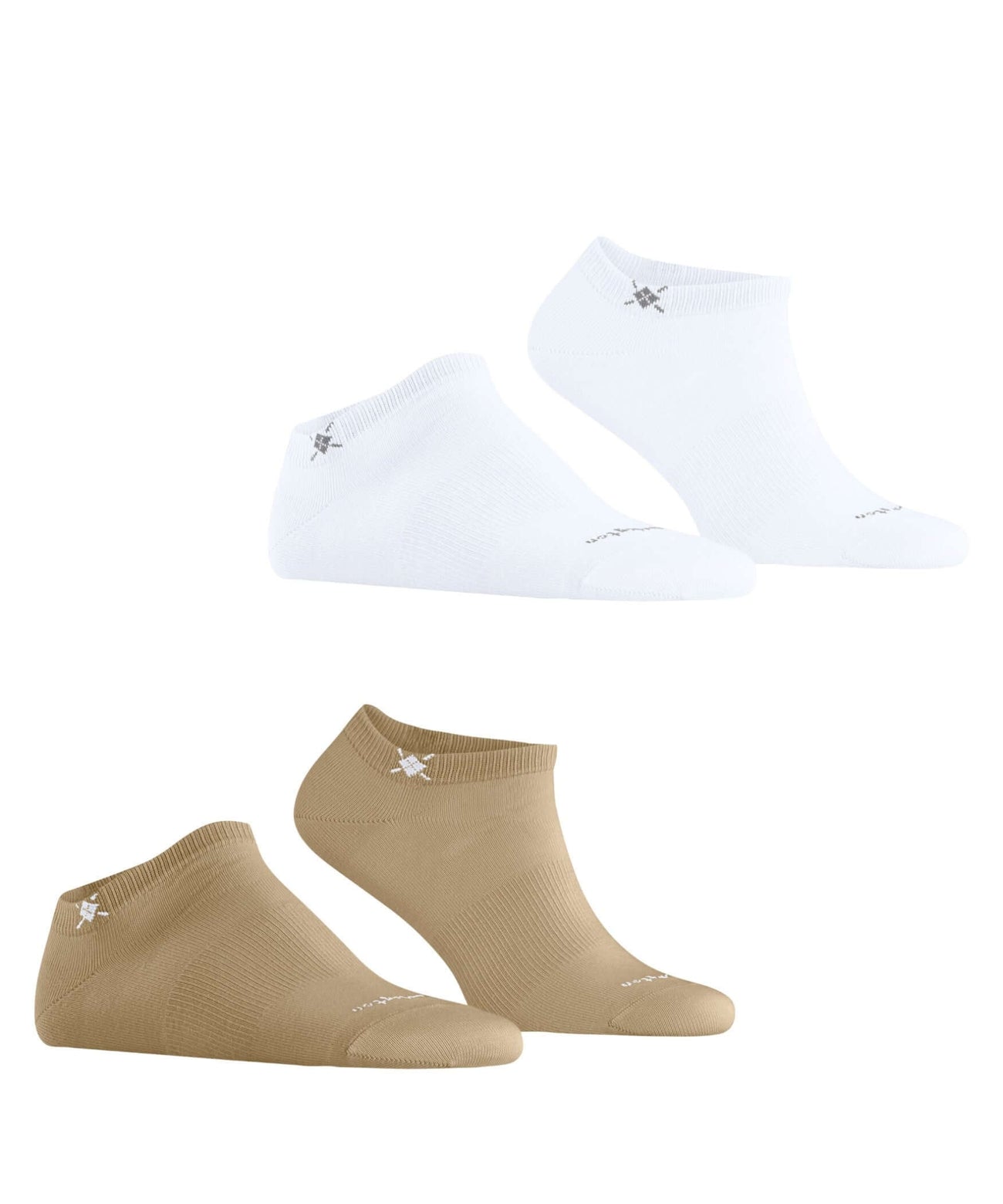 Burlington 2-pack sneakersokken heren in wit en sesam, ideaal voor sneakers, elastisch en zacht katoen, perfect voor zomer.
