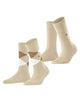 Burlington Everyday Mixed 2-Pack Damessokken 22044 4011 cream met een paar effen en een paar geruite damessokken.