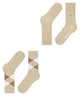 Burlington Everyday Mixed 2-Pack Damessokken 22044 4011 cream, effen en geruite damessokken in een zachte katoenmix.