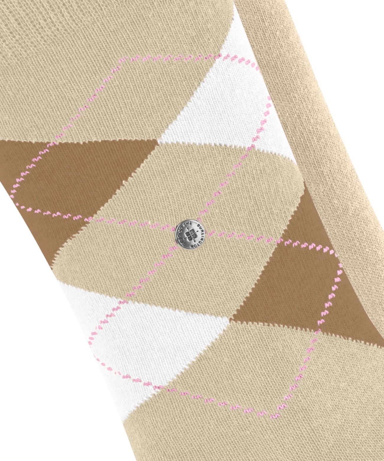 Burlington Everyday Mixed 2-Pack Damessokken 22044 4011 cream, geruite damessok in zachte katoenmix.