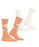 Burlington Everyday Mixed 2-Pack Damessokken 22044 8766 peach in beige en effen wit, zachte katoenmix, onesize.