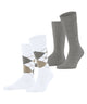 Burlington Everyday Mixed 2-Pack Herensokken 21044 2001 white met ruitjes en effen sokken.