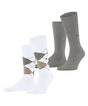 Burlington Everyday Mixed 2-Pack Herensokken 21044 2001 white met ruitjes en effen sokken.