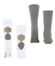 Burlington Everyday Mixed 2-Pack Herensokken 21044 2001 white met ruitjes en effen sokken in grijs en wit.