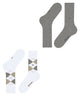 Burlington Everyday Mixed 2-Pack Herensokken 21044 2001 white - 2 paar sokken, effen en met ruitjes in dezelfde kleurtoon.