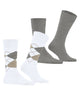 Burlington Everyday Mixed 2-Pack Herensokken 21044 2001 white met ruitjes en effen sokken in grijs en wit.