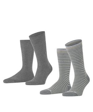 Burlington Everyday Stripe Sokken Heren 21087 3390 light greymel.