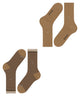 Burlington Everyday Stripe Sokken Heren 21087 5152 brown sugar, 2-pack met effen en gestreepte sokken.